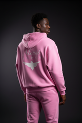 Heavyweight Full-Zip Unisex Men Hoodie - Pink/Velvet White - Mount Alpha Clothing®