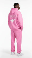Heavyweight Full-Zip Unisex Men Hoodie - Pink/Velvet White - Mount Alpha Clothing®