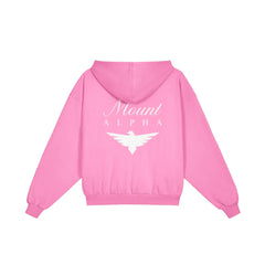 Heavyweight Full-Zip Unisex Men Hoodie - Pink/Velvet White - Mount Alpha Clothing®