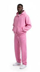 Heavyweight Full-Zip Unisex Men Hoodie - Pink/Velvet White - Mount Alpha Clothing®