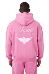 Heavyweight Full-Zip Unisex Men Hoodie - Pink/Velvet White - Mount Alpha Clothing®