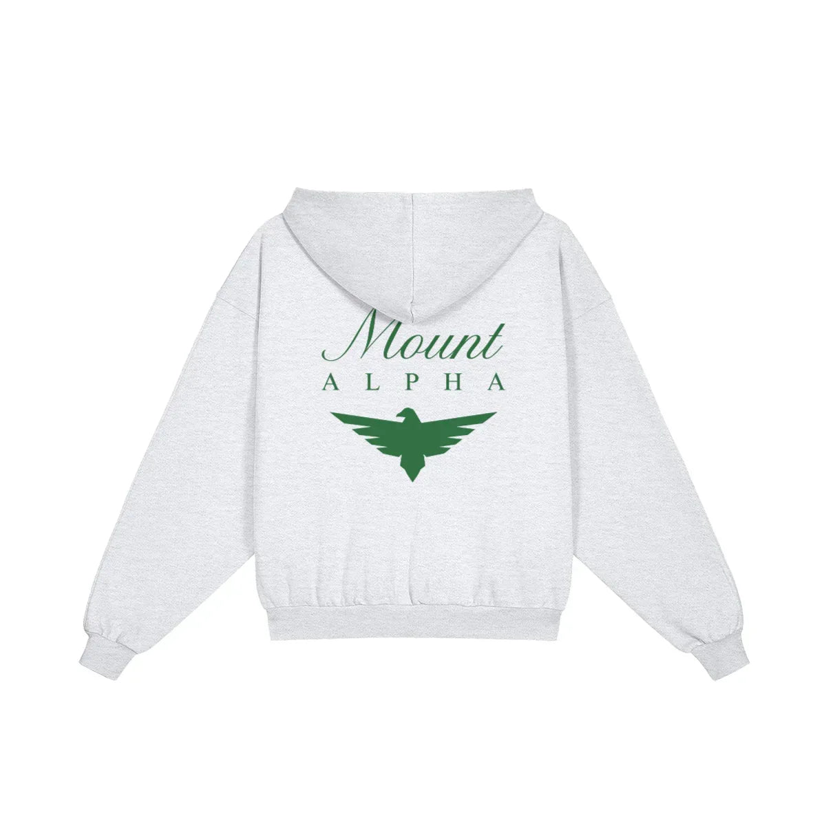 Heavyweight Full-Zip Unisex Men Hoodie - Light Gray/Velvet Green - Mount Alpha Clothing®
