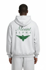 Heavyweight Full-Zip Unisex Men Hoodie - Light Gray/Velvet Green - Mount Alpha Clothing®