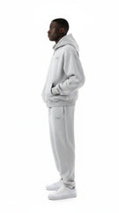 Heavyweight Full-Zip Unisex Men Hoodie - Light Gray/Velvet Green - Mount Alpha Clothing®