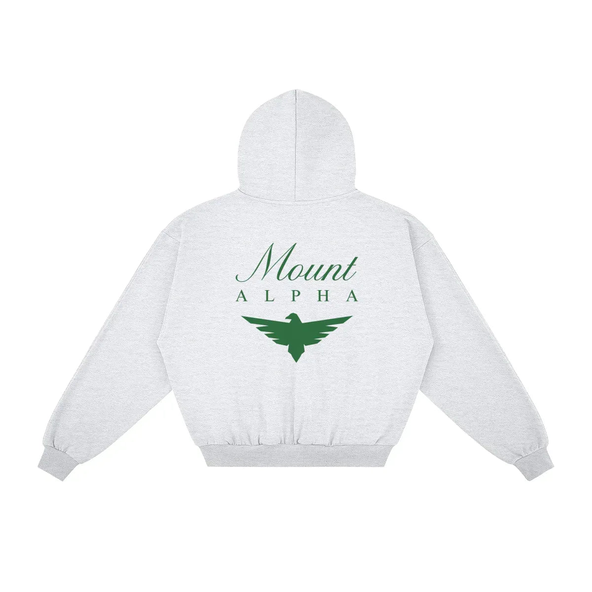 Heavyweight Full-Zip Unisex Men Hoodie - Light Gray/Velvet Green - Mount Alpha Clothing®