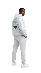 Heavyweight Full-Zip Unisex Men Hoodie - Light Gray/Velvet Green - Mount Alpha Clothing®