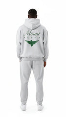 Heavyweight Full-Zip Unisex Men Hoodie - Light Gray/Velvet Green - Mount Alpha Clothing®