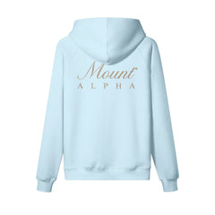 Heavyweight Unisex Woman Brushed Fleece Hoodie - Light Blue/Gold - Mount Alpha Clothing®