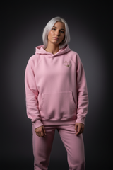 Heavyweight Unisex Woman Brushed Fleece Hoodie - Pink/Gold - Mount Alpha Clothing®