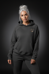 Heavyweight Unisex Woman Brushed Fleece Hoodie - Black/Gold - Mount Alpha Clothing®