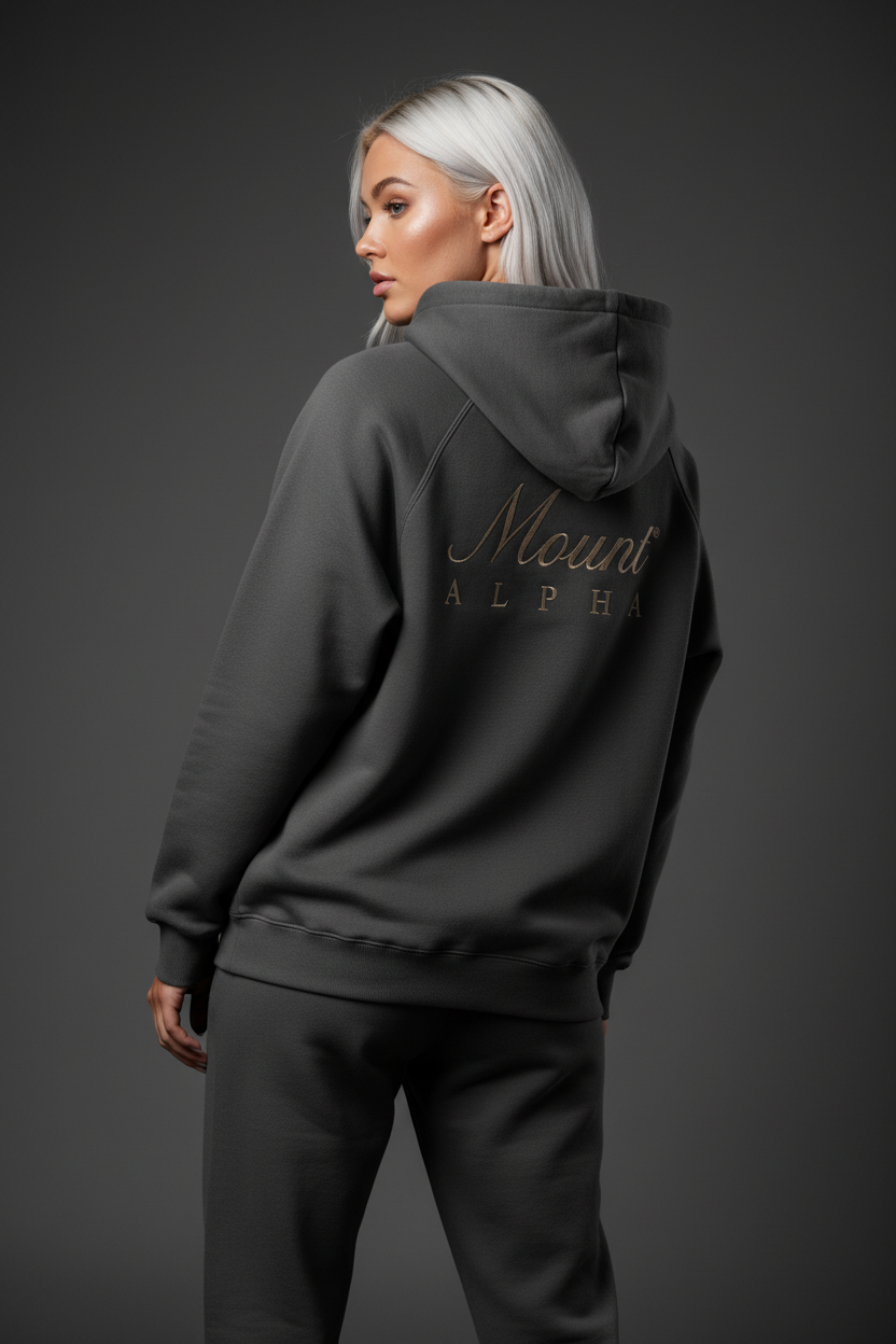 Heavyweight Unisex Woman Brushed Fleece Hoodie - Black/Gold - Mount Alpha Clothing®