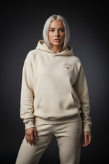 Heavyweight Unisex Woman Brushed Fleece Hoodie - Rice Apricot/Gold - Mount Alpha Clothing®