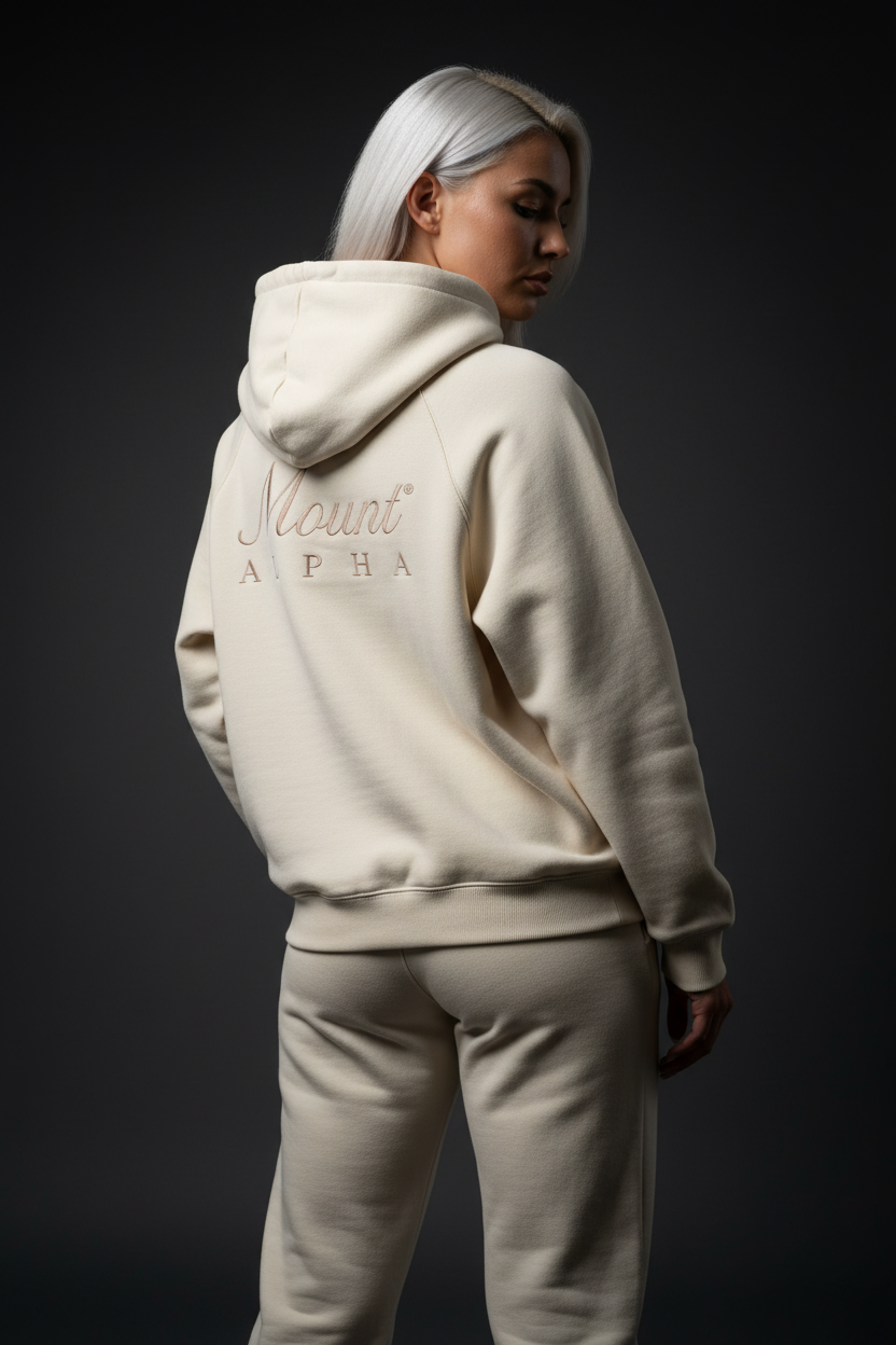 Heavyweight Unisex Woman Brushed Fleece Hoodie - Rice Apricot/Gold - Mount Alpha Clothing®