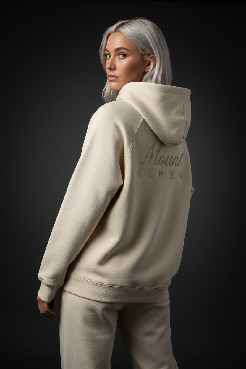 Heavyweight Unisex Woman Brushed Fleece Hoodie - Rice Apricot/Gold - Mount Alpha Clothing®